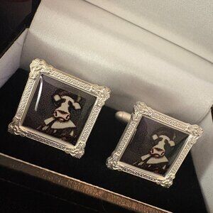 Caroline Shotton 'The Laughing Cowvalier' limited edition cufflinks